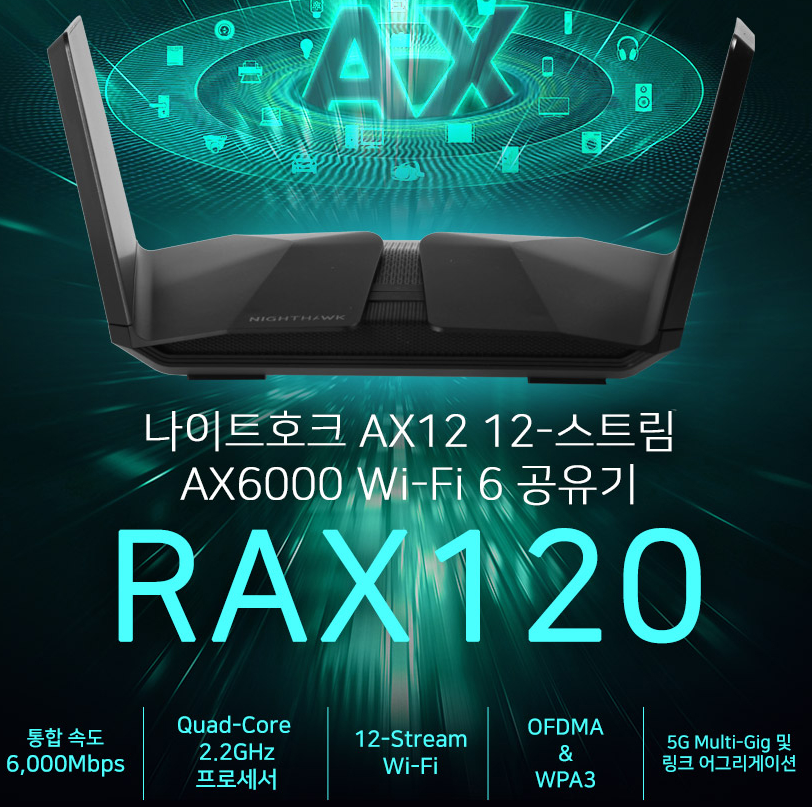  RAX 120 무선 공유기 와이파이 6 넷기어 솔직 사용 후기 (WiFi 6, RAX120, 와이파이 무선 공유기, 하이앤드 고성능)