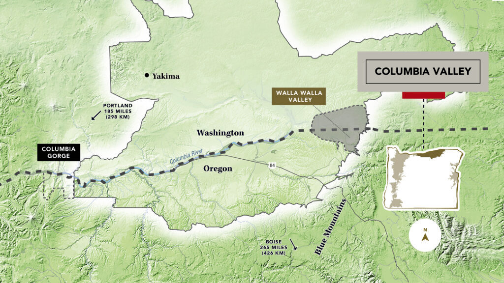 콜럼비아 협곡(Columbia Gorge) AVA 와인 지도