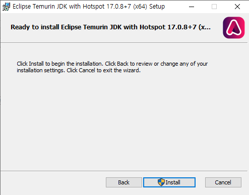 Step3. Temurin JDK 설치 과정 : [Install]