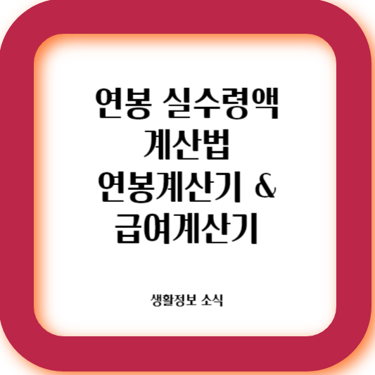 연봉 실수령액을 연봉계산기를 알수있다