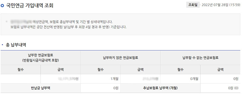 국민연금 가입내역