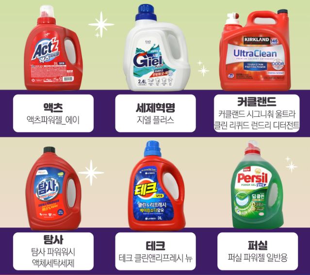 일반 세탁기용 액상 세제 제품별 세척력 가성비 한국소비자원 비교 자료