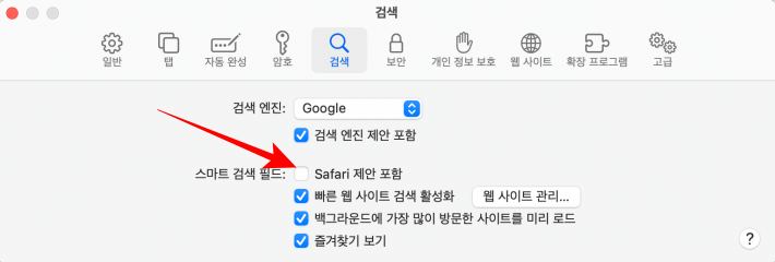 사파리 제안 비활성화