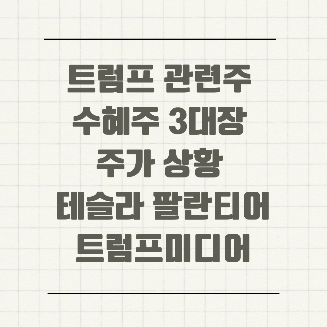 트럼프 관련주 수혜주 3대장 주가 상황 테슬라 팔란티어 트럼프미디어