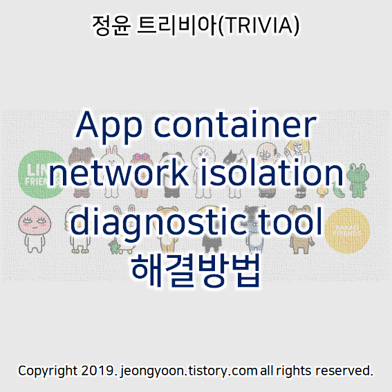  윈도우10 App container network isolation diagnostic tool 해결방법