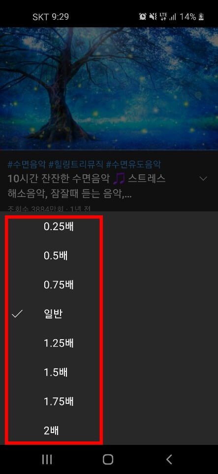 모바일 유튜브 재생 속도 선택