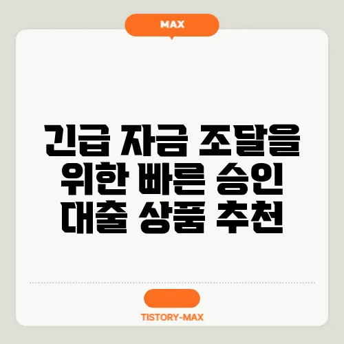 긴급 자금 조달을 위한 빠른 승인 대출 상품 추천
