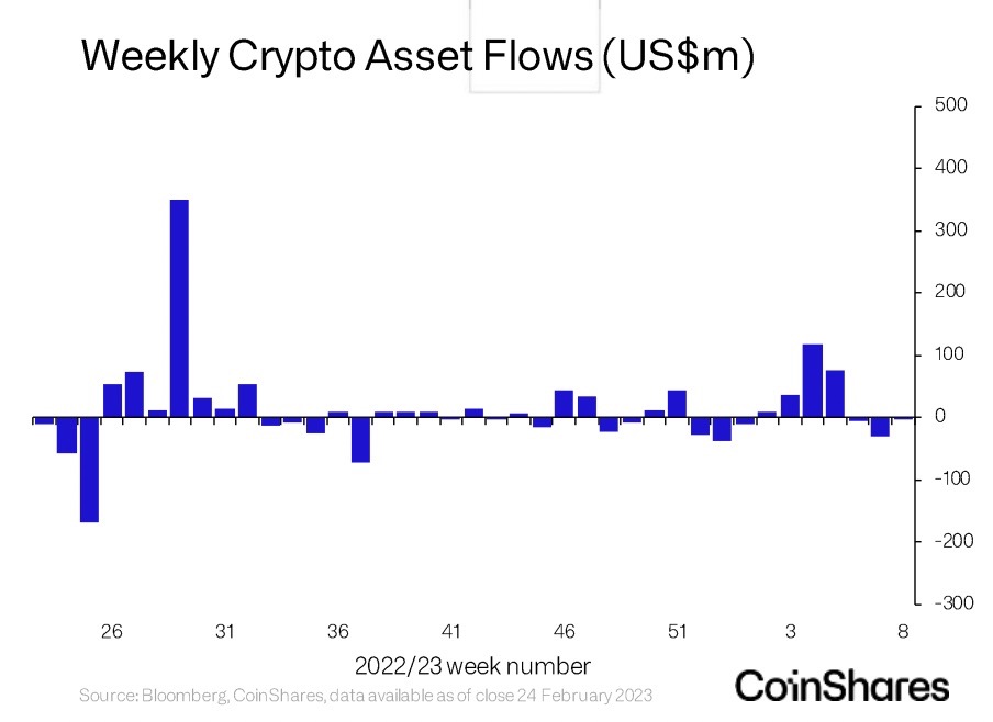 Weekly Crypto Market Asset Flows &lt;Source: CoinShares&gt;