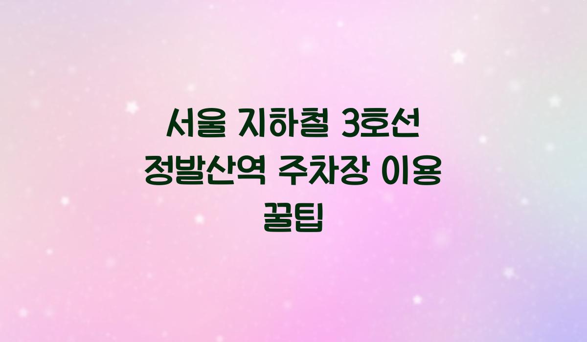 서울 지하철 3호선 정발산역 주차장