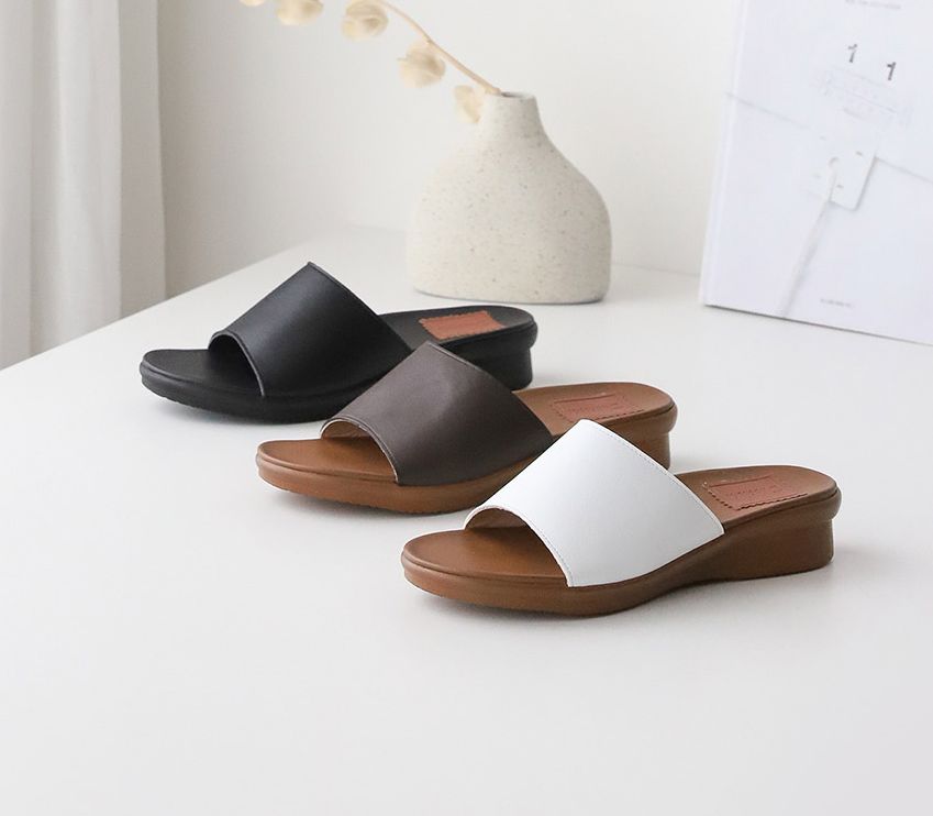  소가죽 밴딩 3.5 cm 슬리퍼