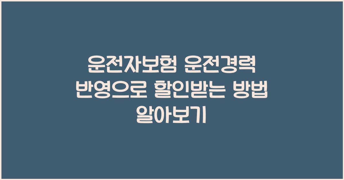 운전자보험 운전경력 반영