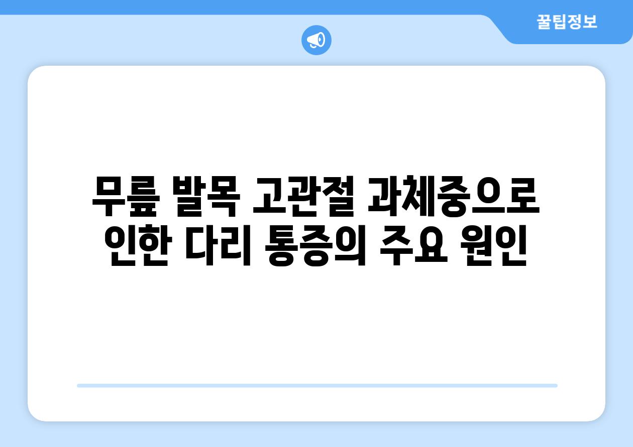 무릎 발목 고관절 과체중으로 인한 다리 통증의 주요 원인