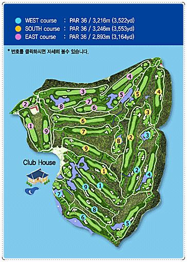 제주 크라운cc 골프 코스 전체 조감도