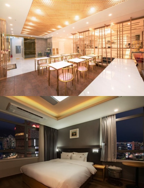 부산-센트럴파크-호텔의-다이닝룸과-객실-사진