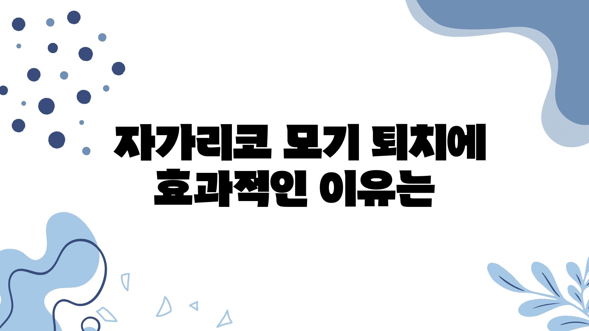  자가리코 모기 퇴치에 효과적인 이유는