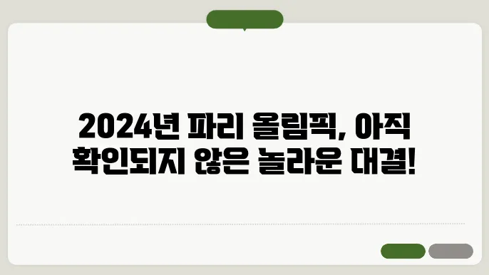 2024년 파리 올림픽 경기일정 