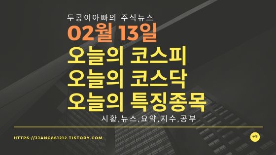  20년 02월 13일 코스피코스닥 특징종목