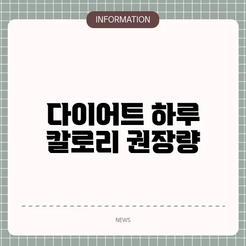 다이어트 하루 칼로리 권장량