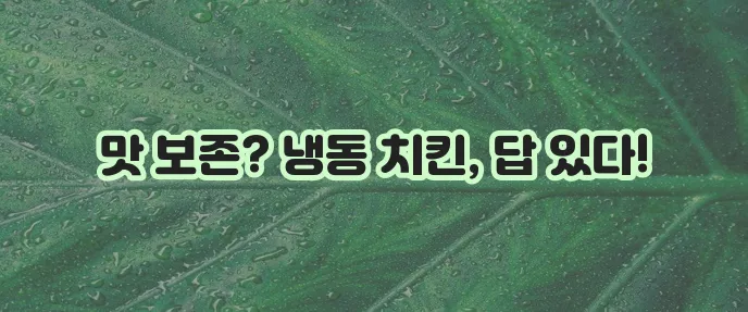 맛있는 냉동 치킨 보관법 치킨 냉동 저장법 101로 완벽하게!