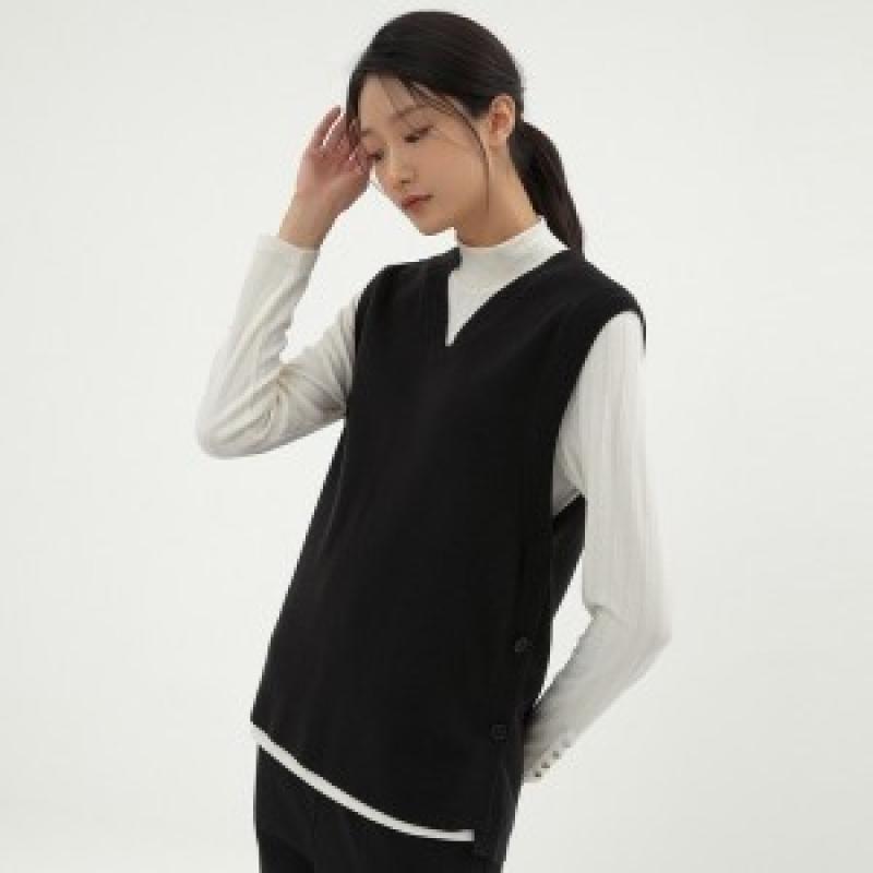 지센 브이넥 니트 BK LFKTMA09