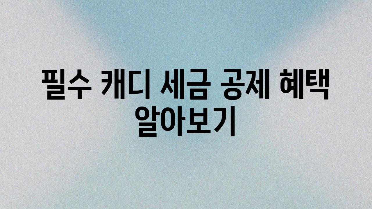 필수 캐디 세금 공제 혜택 알아보기