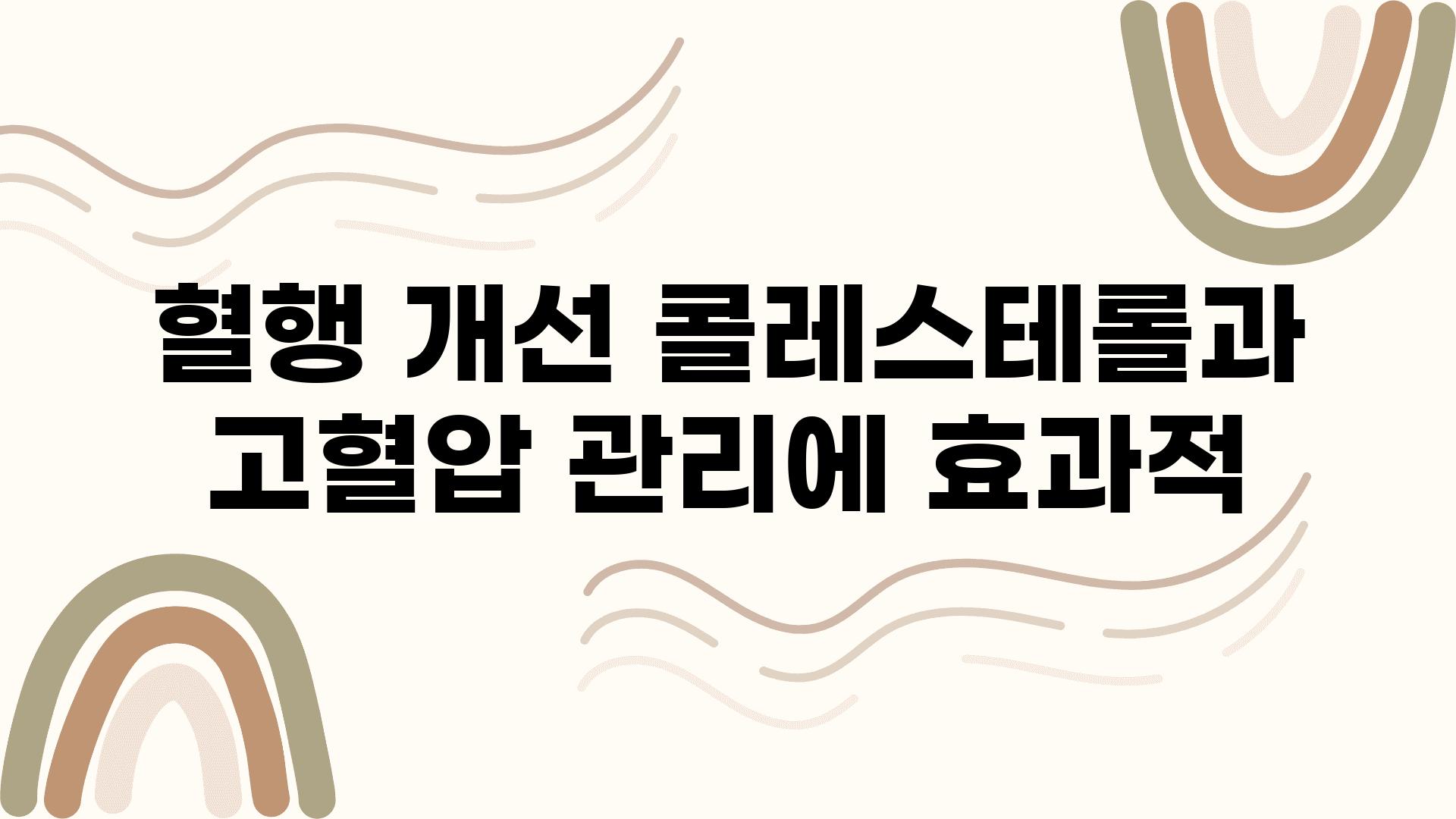 혈행 개선 콜레스테롤과 고혈압 관리에 효과적