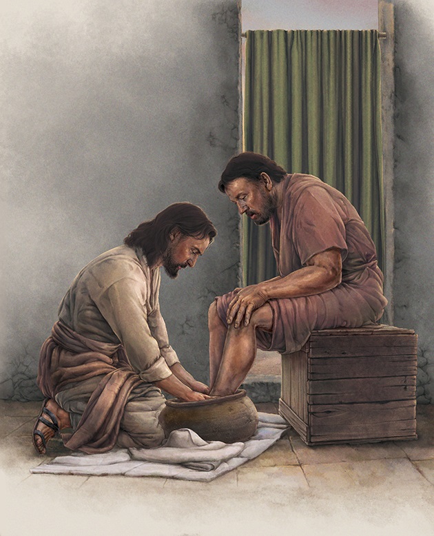 베드로의 발을 씻기시는 섬김의 예수