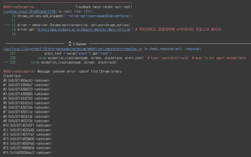  python colab webdriver exception xl shine