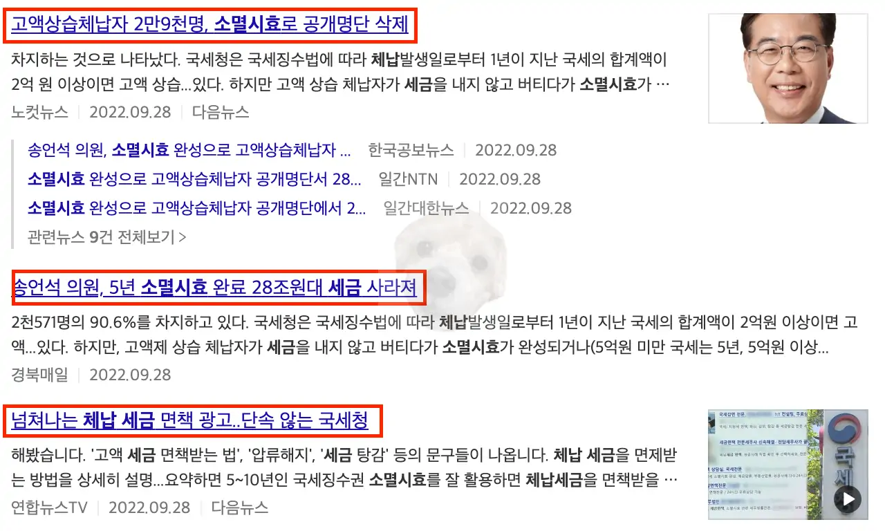 고액상습체납자 세금체납 소멸시효 관련 뉴스 기사