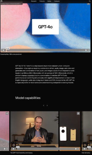 OpenAI 공식 홈페이지 시연 영상