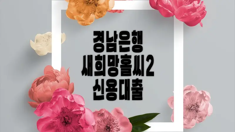 경남은행 새희망홀씨2 신용대출