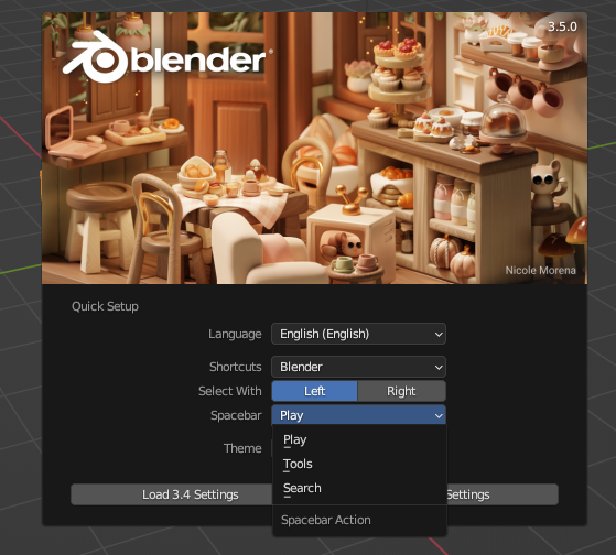 Quick Setup Spacebar setting