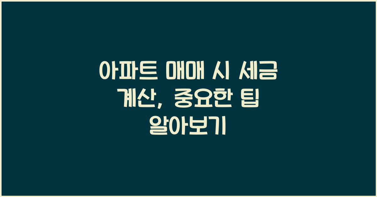 아파트 매매 시 세금 계산