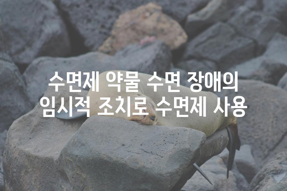 수면제 약물 수면 장애의 임시적 조치로 수면제 사용