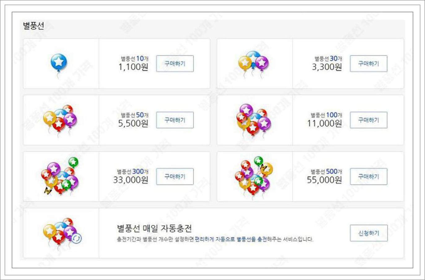 별풍선 100개 가격