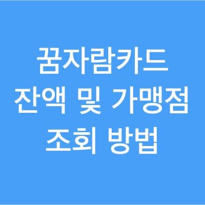 꿈자람카드 잔액조회 및 가맹점 조회 방법