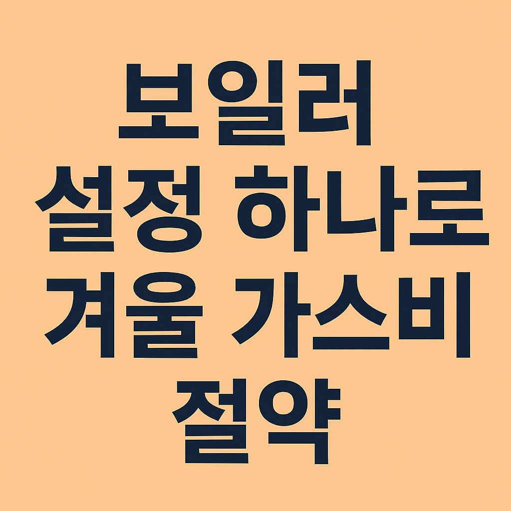 보일러 설정 하나 바꿨더니 겨울 가스비 줄었어요!