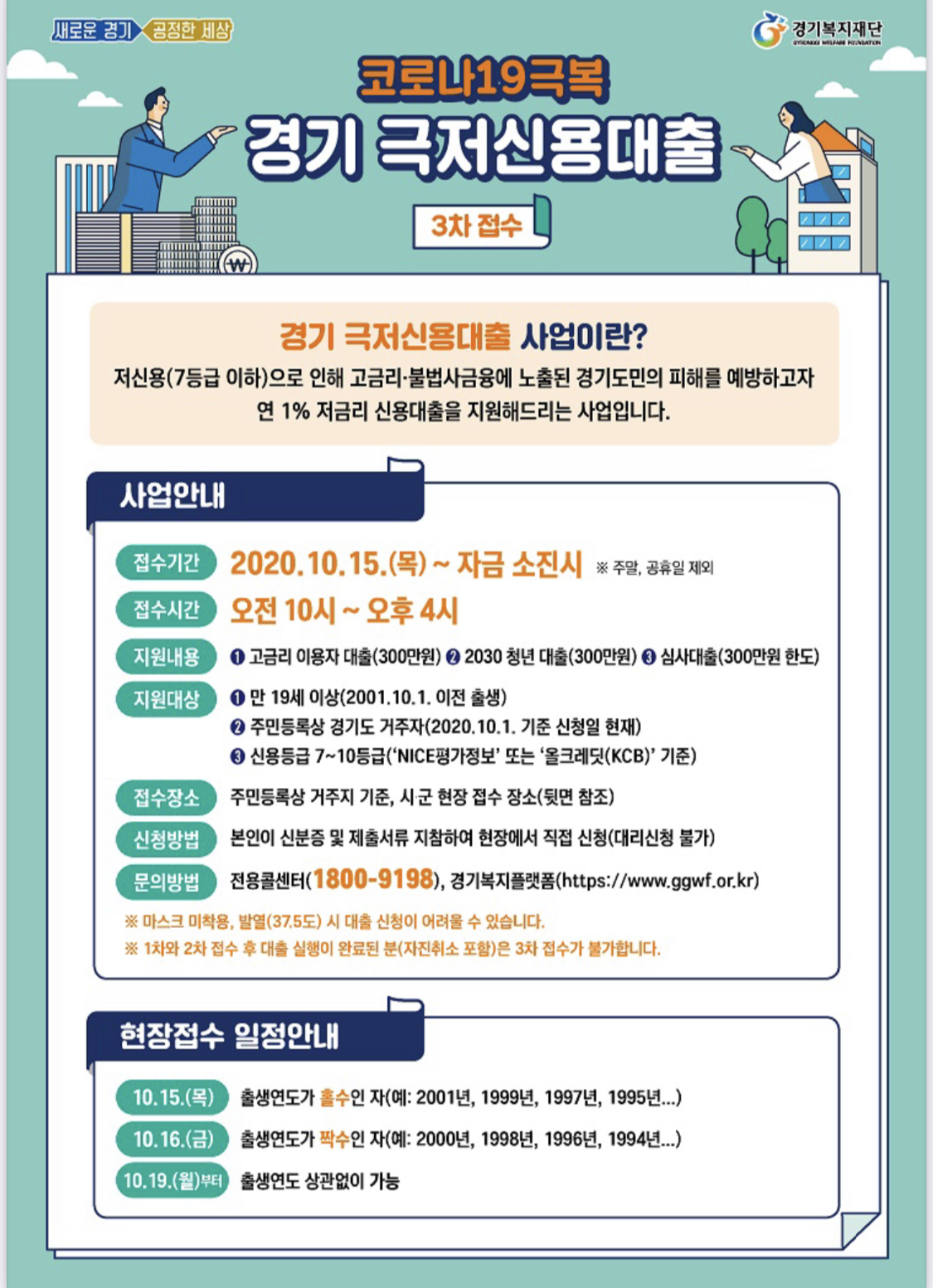  알기 쉬운 경기 극저 신용 대출 3차 대상 및 신청방법
