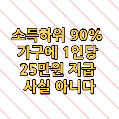  소득하위 90% 가구에 1인당 25만원씩 지급 사실 아니다