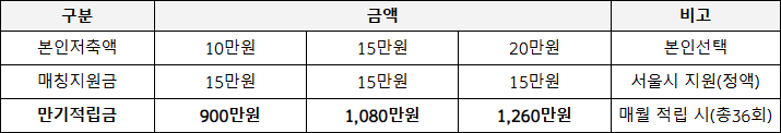 서울시이룸통장지원내용