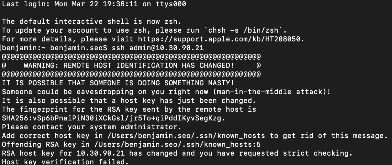 SSH Host key verification failed