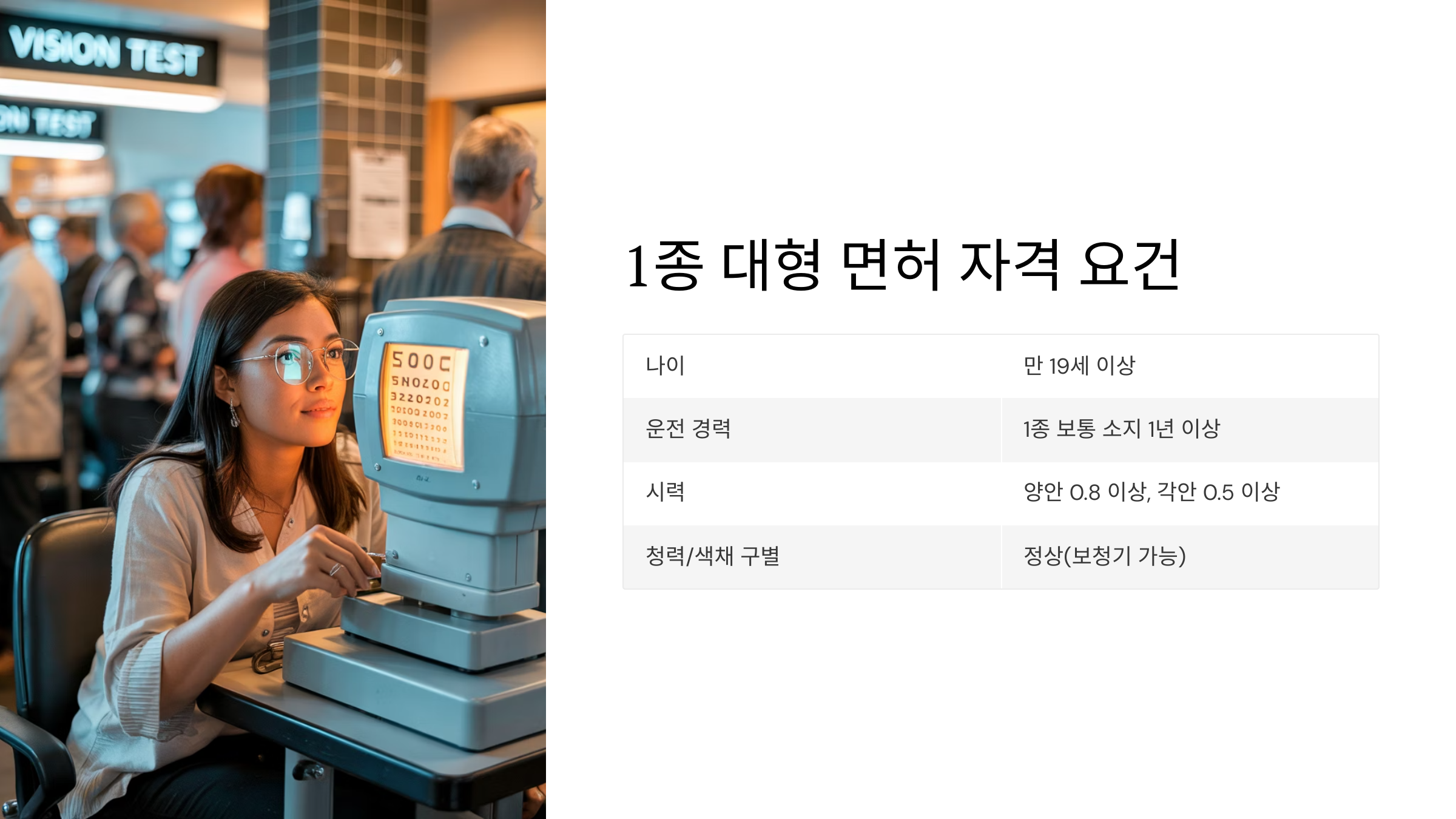 1종 대형 면허 자격 요건