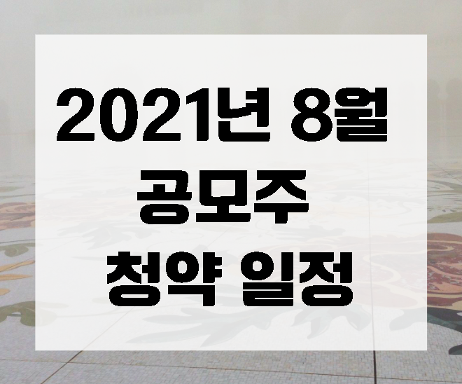 2021년 8월 공모주 청약 일정