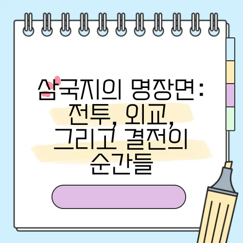 삼국지의 명장면: 전투, 외교, 그리고 결전의 순간들