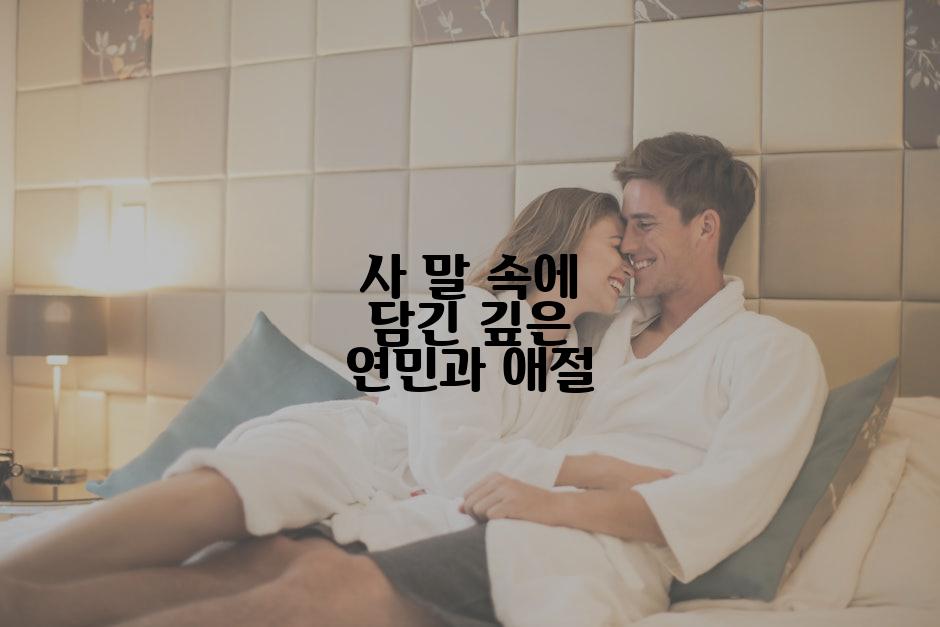 사 말 속에 담긴 깊은 연민과 애절