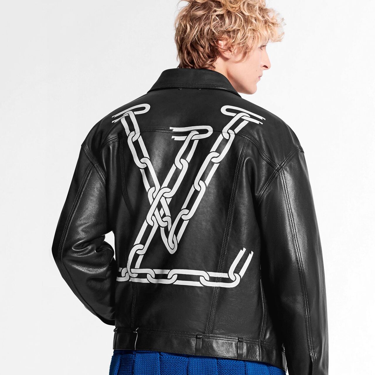  [LOUIS VUITTON] 루이비통 체인 & 3D 포켓 레더 데님 자켓 1A5ZUI