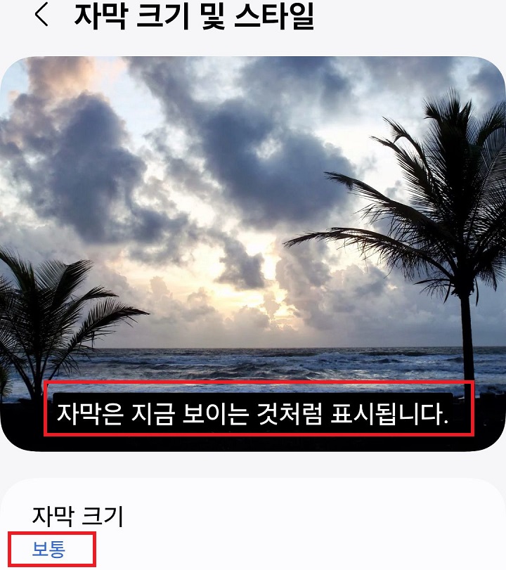 보통 크기로 변경함