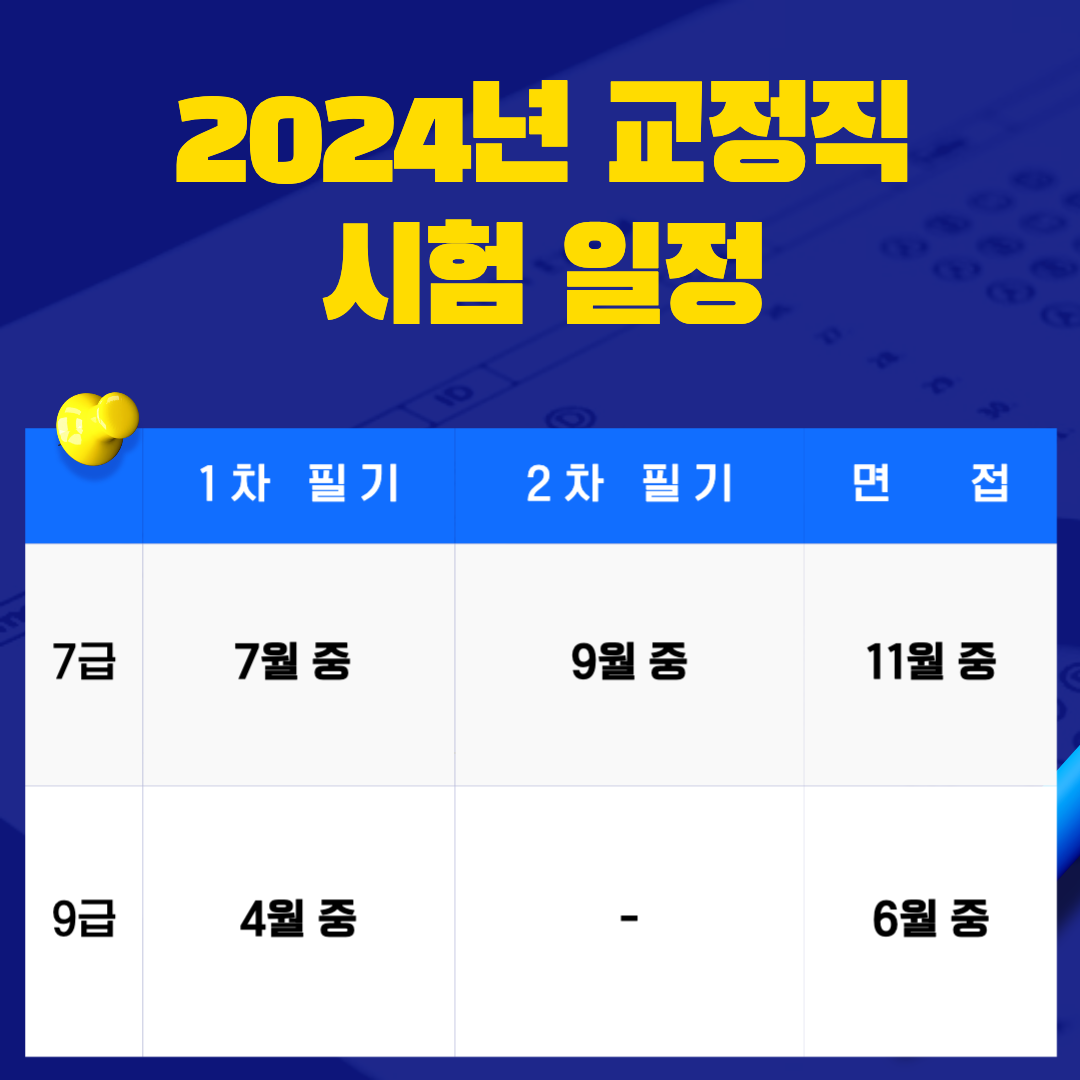 2024년 교정직 공무원 시험 일정.