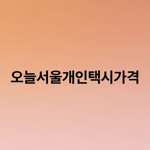 오늘서울개인택시가격