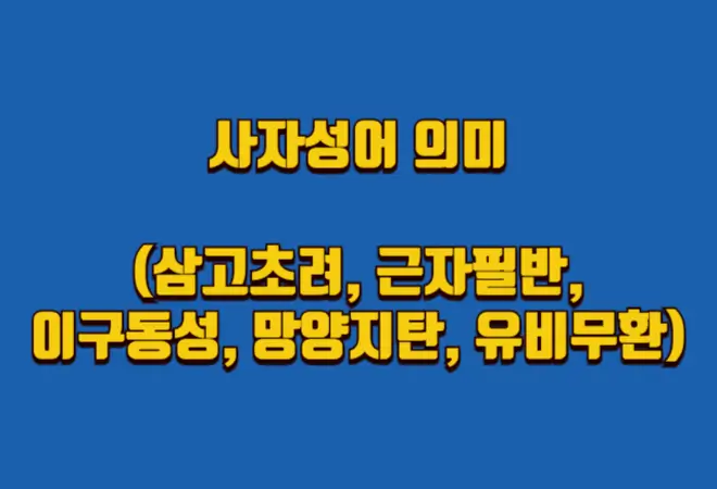  사자성어 의미(삼고초려, 근자필반, 이구동성, 망양지탄, 유비무환)